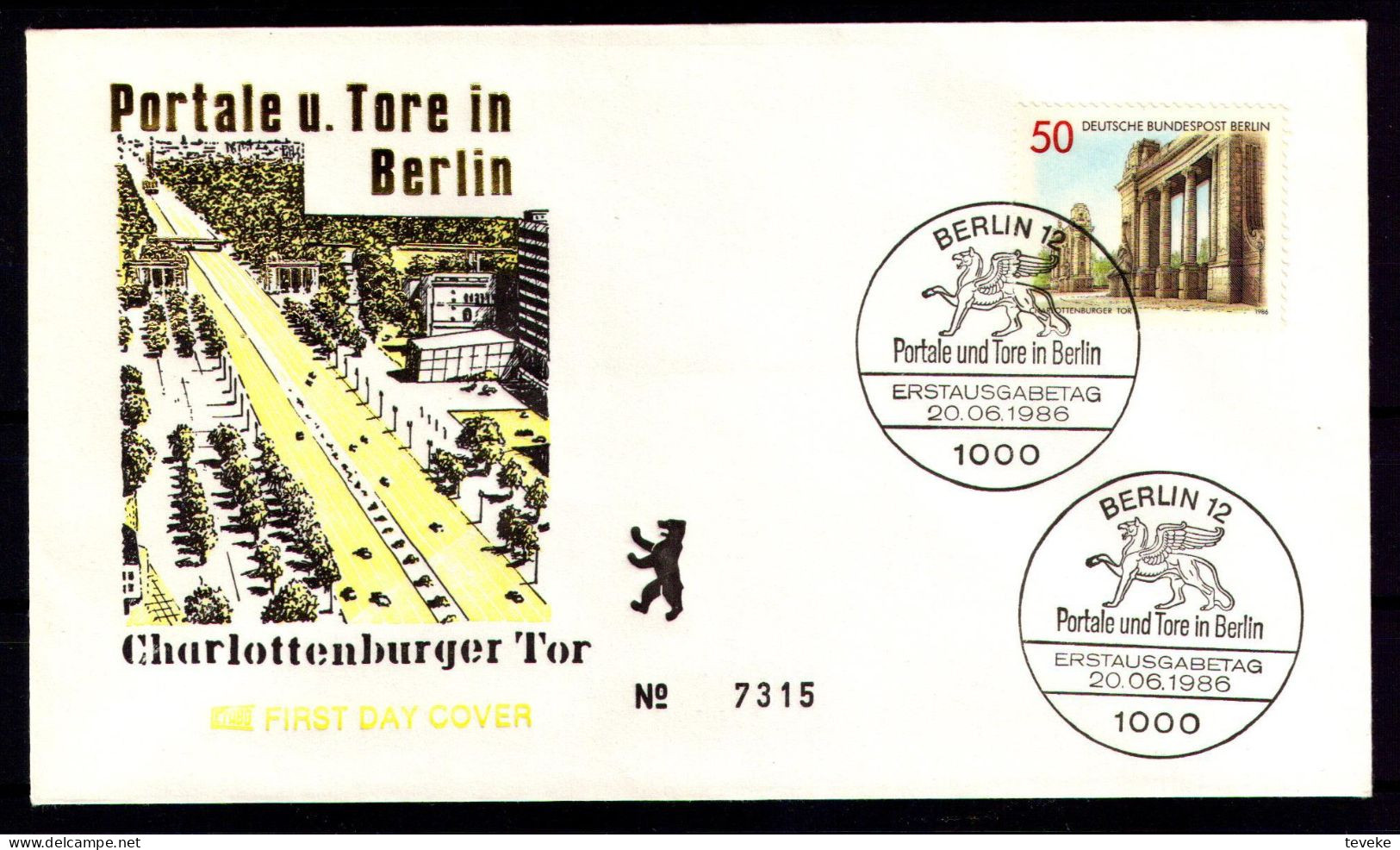 BERLIN 1986 - Michel Nr. 761/763 FDC - Portale Un Tore In Berlin - 1981-1990