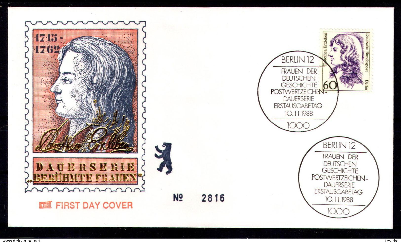 BERLIN 1988 - Michel Nr. 824/828 FDC - Frauen Der Deutschen Geschichte - 1981-1990