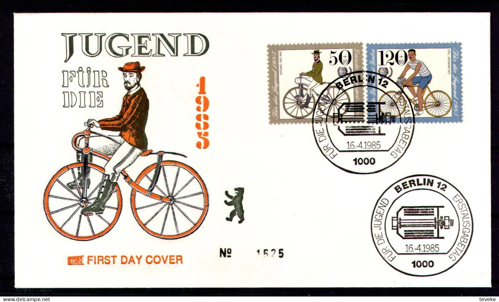 BERLIN 1985 - Michel Nr. 735/738 FDC - Jugend - Historische Fahrräder - 1981-1990