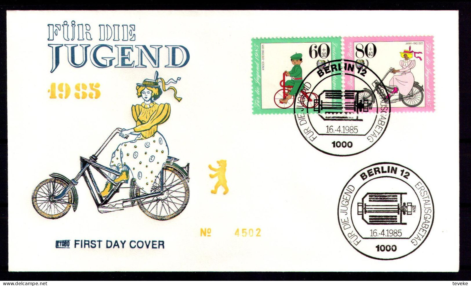 BERLIN 1985 - Michel Nr. 735/738 FDC - Jugend - Historische Fahrräder - 1981-1990