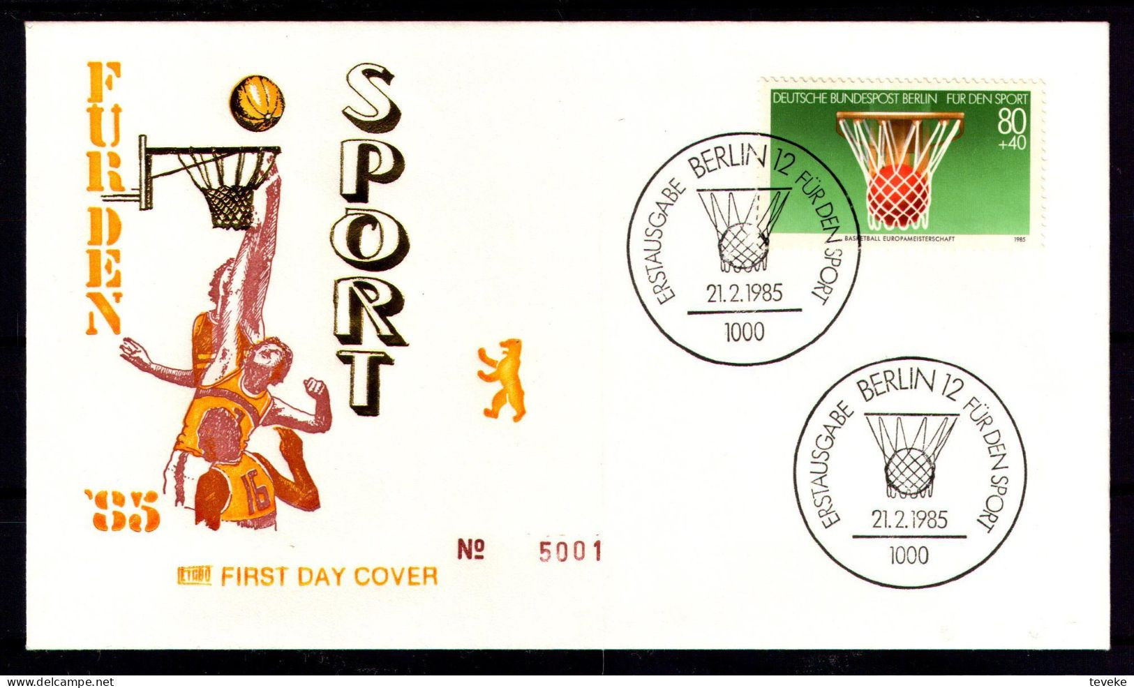 BERLIN 1985 - Michel Nr. 732/733 FDC - Sporthilfe - Basketball - Tischtennis - 1981-1990