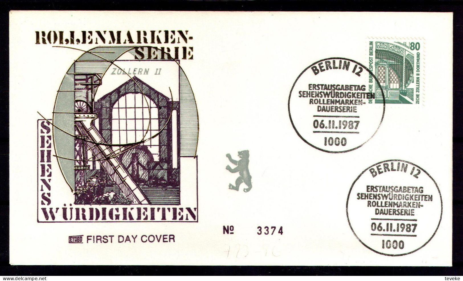 BERLIN 1987 - Michel Nr. 793A/796A FDC - Sehenswürtigkeiten - 1981-1990