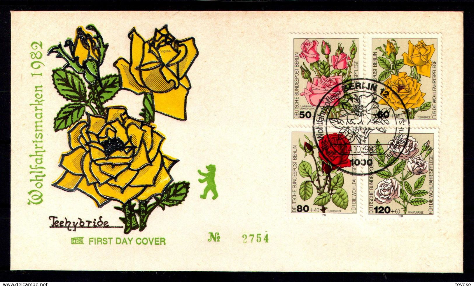 BERLIN 1982 - Michel Nr. 680/683 FDC - Wohlfahrt - Gartenrosen - Flora - 1981-1990