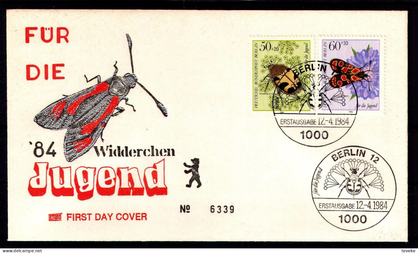 BERLIN 1984 - Michel Nr. 712/715 FDC - Jugend - Bestäuberinsekten - Fauna - 1981-1990