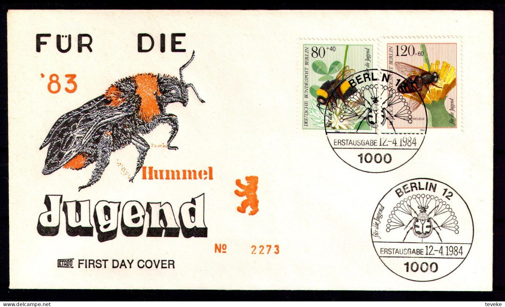 BERLIN 1984 - Michel Nr. 712/715 FDC - Jugend - Bestäuberinsekten - Fauna - 1981-1990