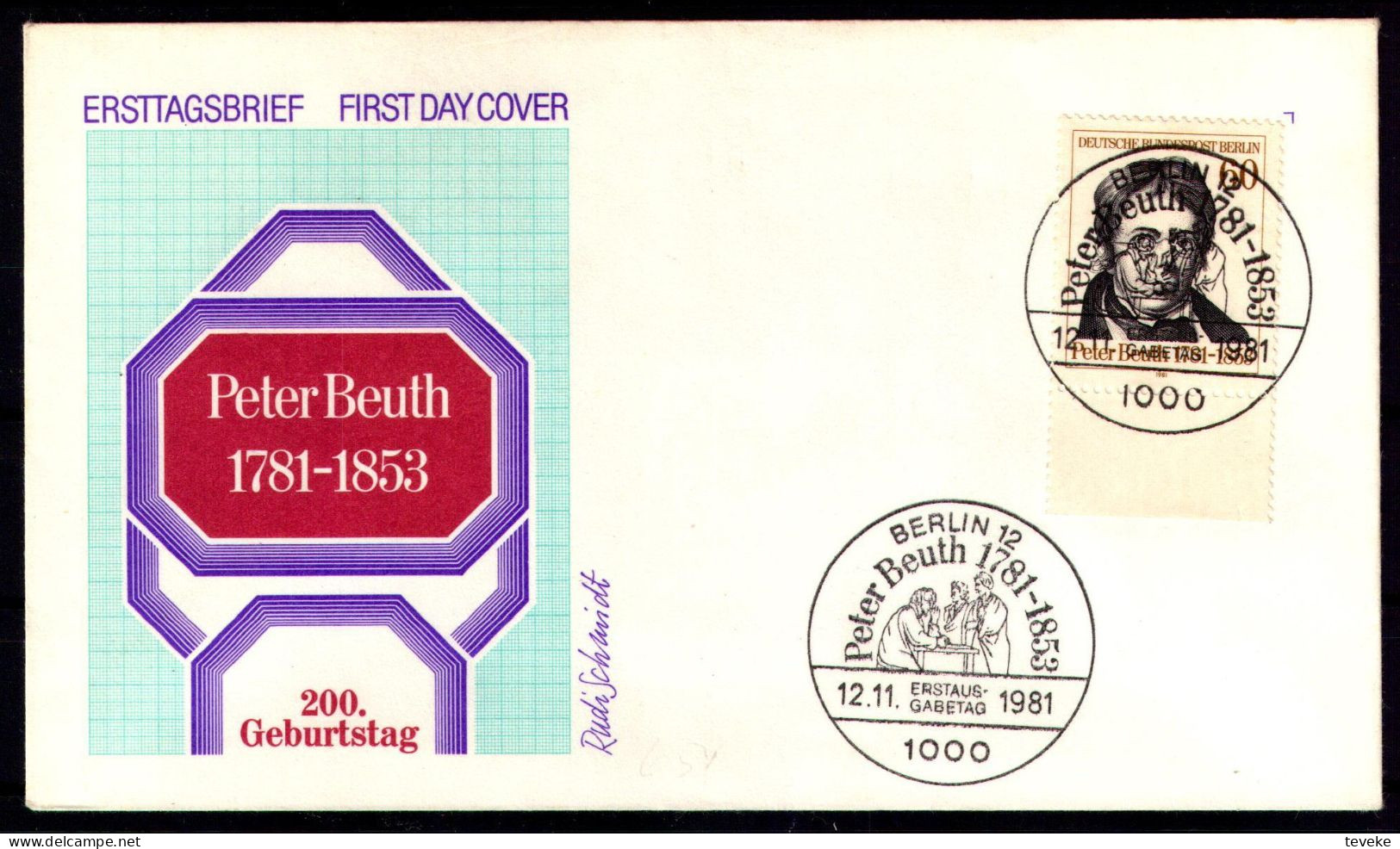 BERLIN 1981 - Michel Nr. 654 FDC - Peter Christian Wilhelm Beuth - 1981-1990