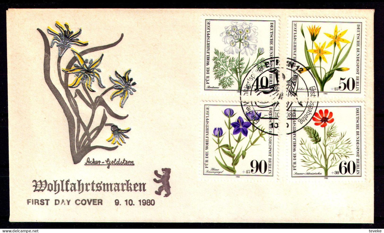 BERLIN 1980 - Michel Nr. 629/632 FDC - Wohlfahrt - Gefährdete Ackerwildkräuter - Flora - 1971-1980