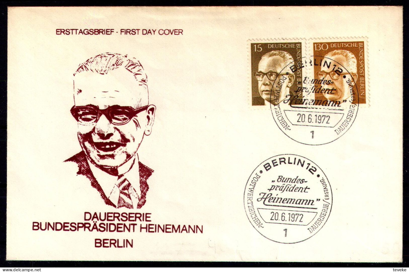 BERLIN 1972 - Michel Nr. 427+429 - FDC - Bundespräsident Dr. Gustav Heinemann - 1971-1980