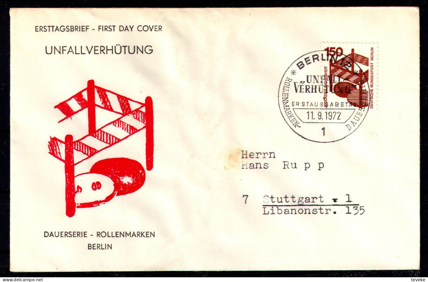 BERLIN 1971 - Michel Nr. 411 FDC - Unfallverhütung - 1971-1980