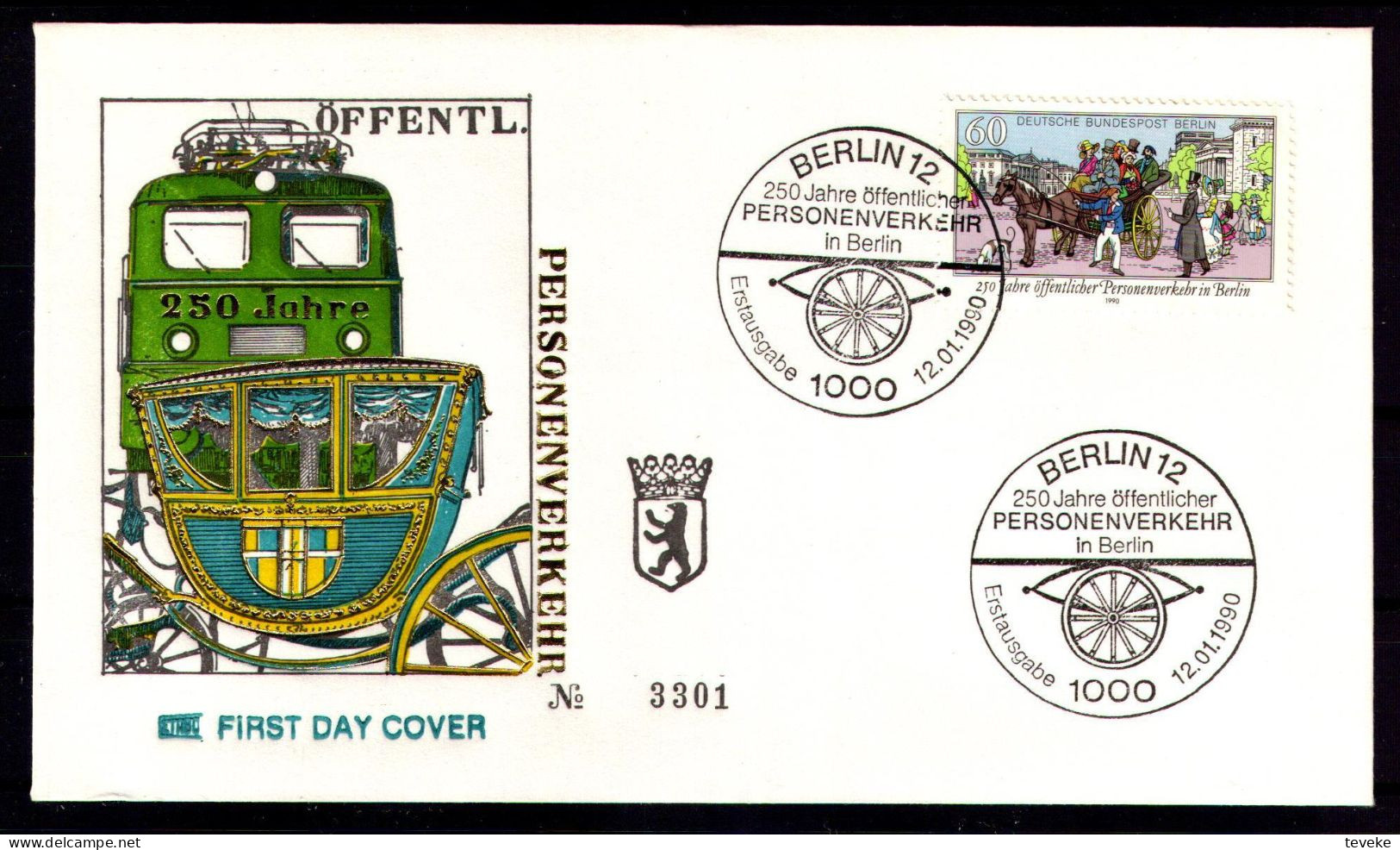 BERLIN 1990 - Michel Nr. 861 FDC - Öffentlicher Personenverkehr - Pferdekutsche - 1981-1990