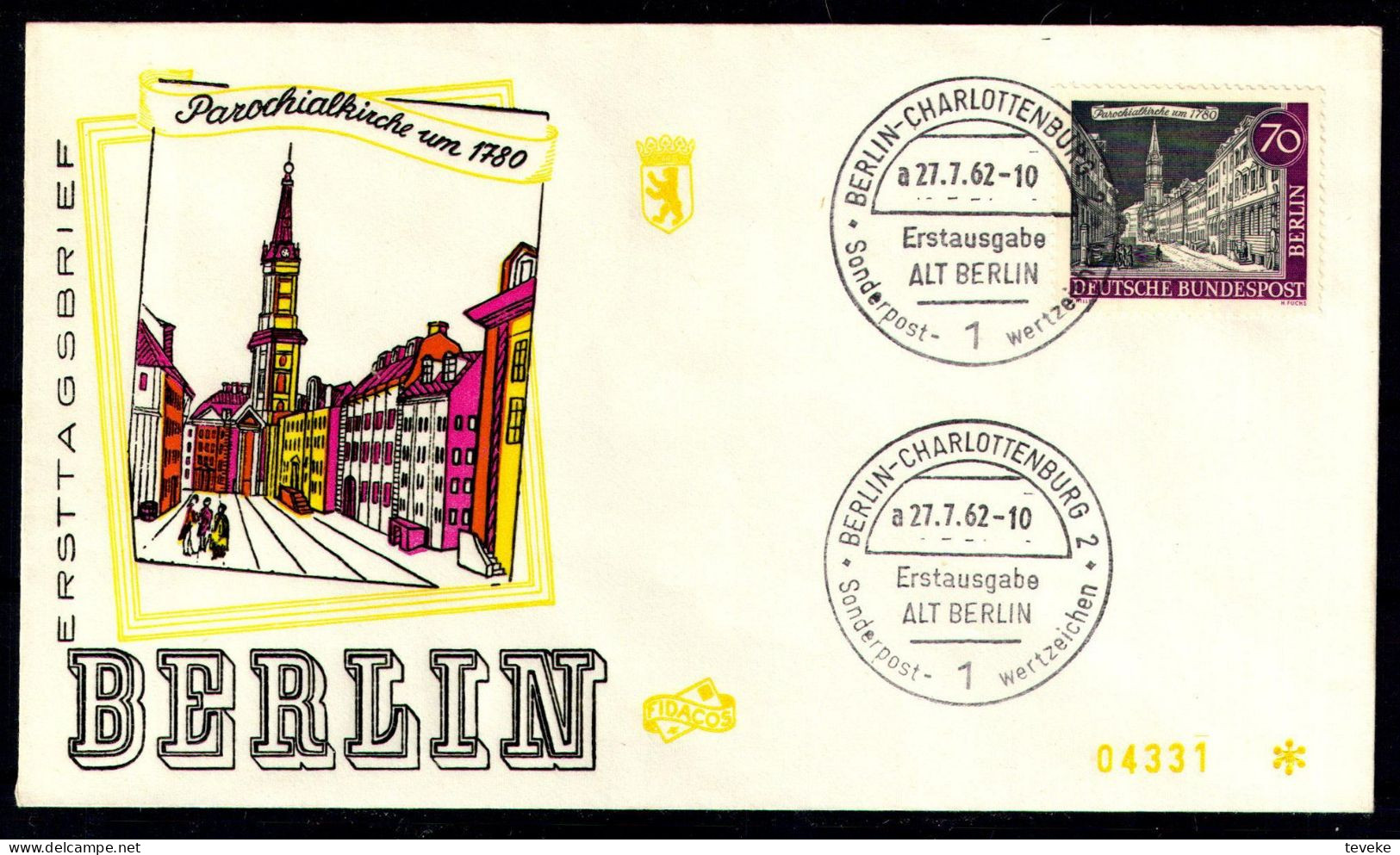 BERLIN 1962 - Michel Nr. 226 - FDC - Alt Berlin - Parochialkirche - 1948-1970