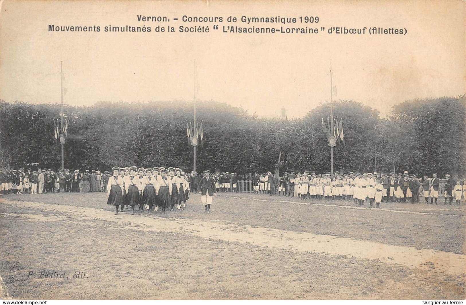 CPA 27 VERNON / CONCOURS DE GYMNASTIQUE 1909 / MOUVEMENTS SIMULTANES DE LA SOCIETE L'ALSACIENNE D'ELBOEUF - Vernon