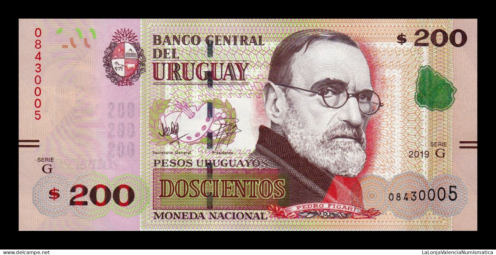 Uruguay 200 Pesos Uruguayos 2019 Pick 96b Serie G Sc Unc - Uruguay