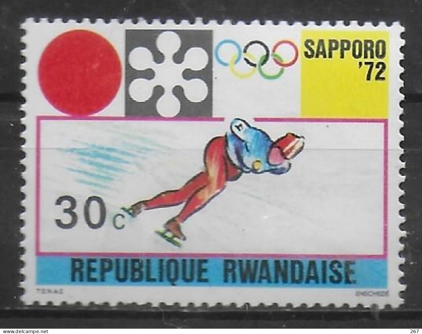 RWANDA  N° 444 * *  Jo 1972 Patinage De Vitesse - Eiskunstlauf