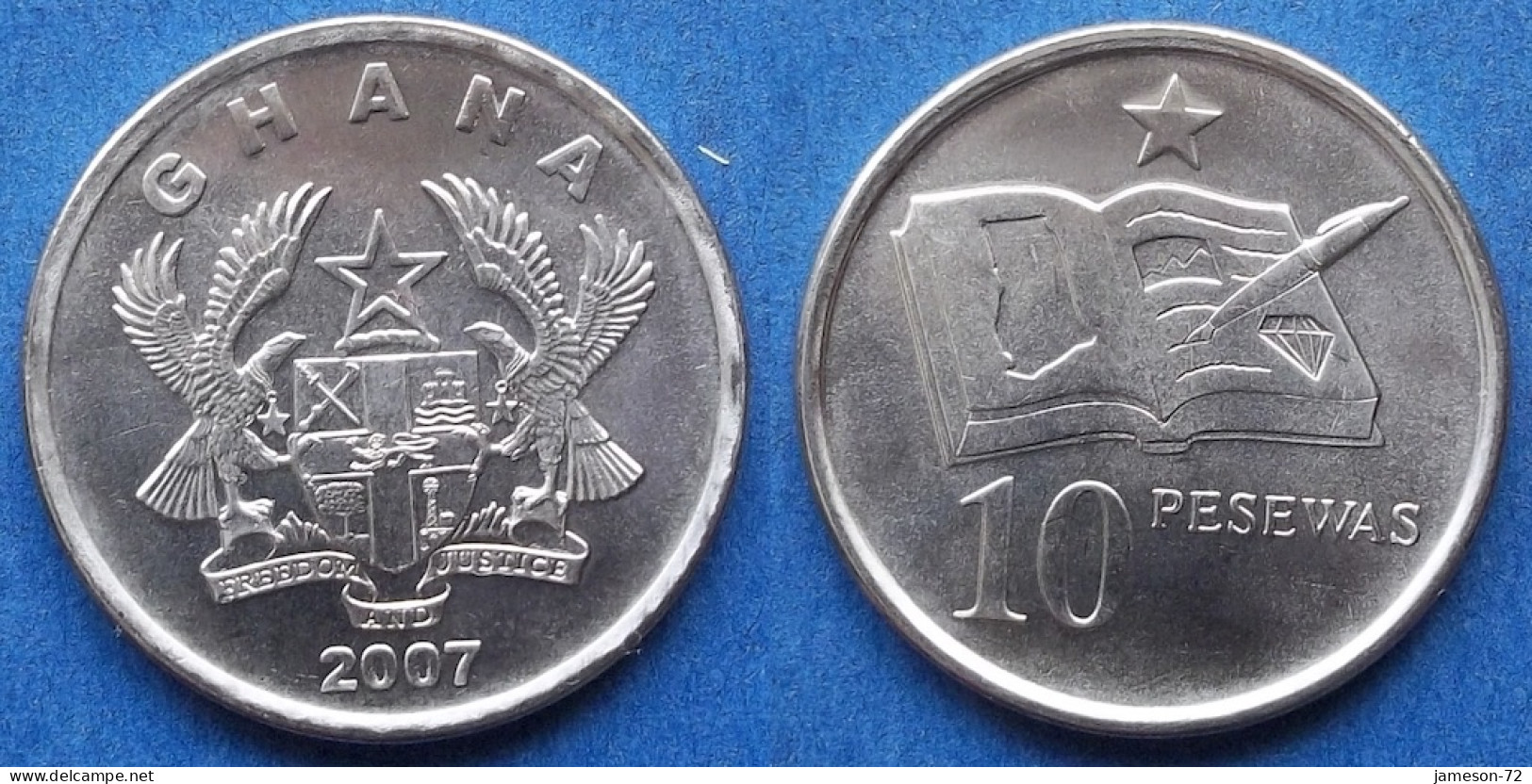 GHANA - 10 Pesewas 2007 "Open Book And Pen" KM# 39 Reform Coinage (2007) - Edelweiss Coins - Ghana