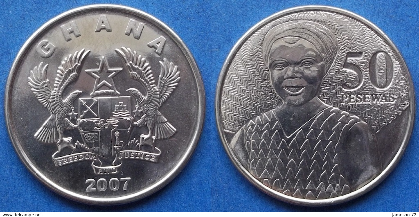 GHANA - 50 Pesewas 2007 "Market Woman" KM# 41 Reform Coinage (2007) - Edelweiss Coins - Ghana