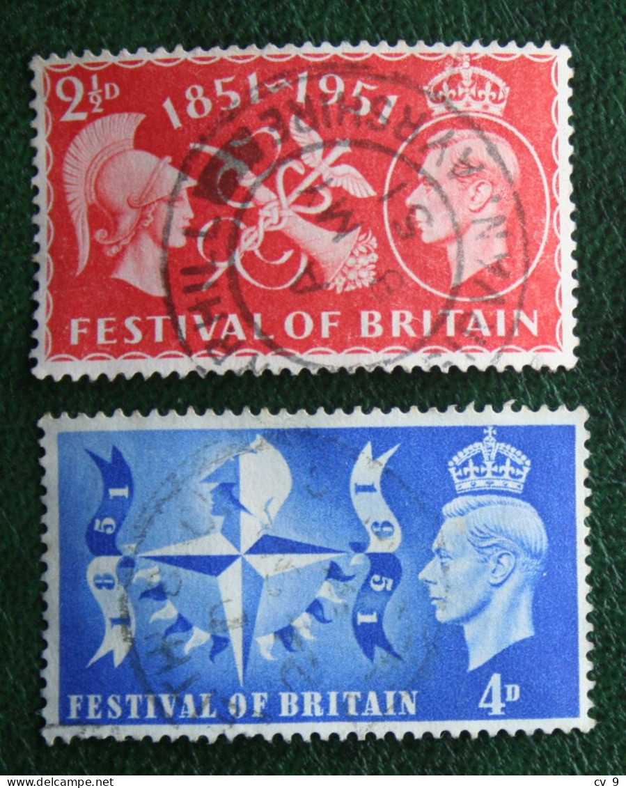 FESTIVAL OF BRITAIN GeorgeVI (Mi 255-256 Yv 260-261 1951 Used Gebruikt Oblitere ENGLAND GRANDE-BRETAGNE GB GREAT BRITAIN - Oblitérés