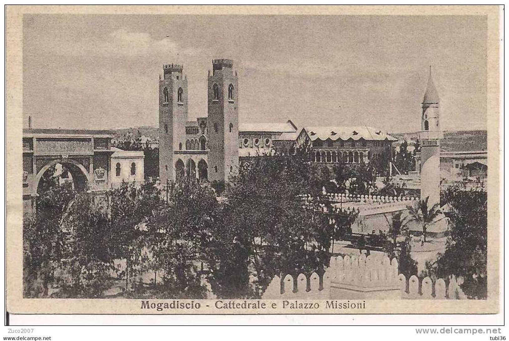 MOGADISCIO - CATTEDRALE E PALAZZO  MISSIONI - B/N  N/V -  FORMATO PICCOLO 9 X 14 - - Somalie