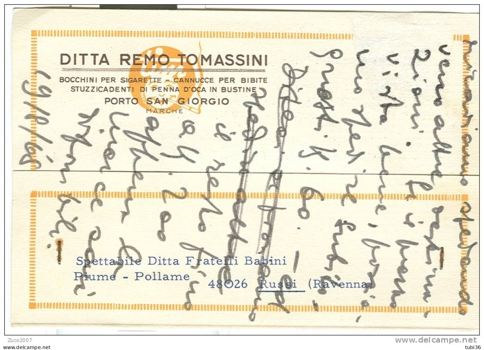 TOMASSINI., PORTO SAN GIORGIO, , FERMO, CARTOLINA COMMERCIALE VIAGGIATA IN BUSTA,  1968,  PER RUSSI RAVENNA, - Fermo