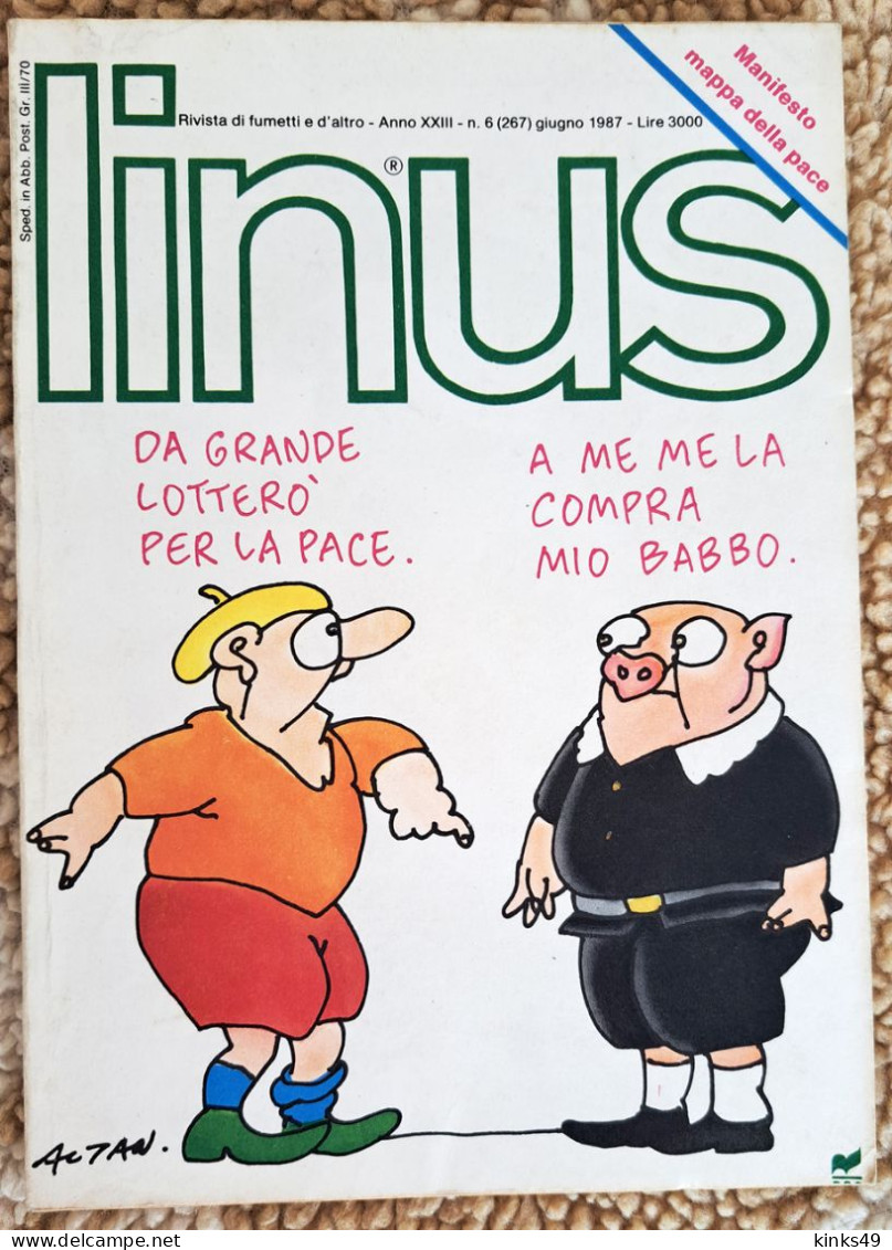 M452> LINUS N° 6 GIUGNO 1987 = Con Diego Armando Maradona Pubblicità PUMA - Eerste Uitgaves