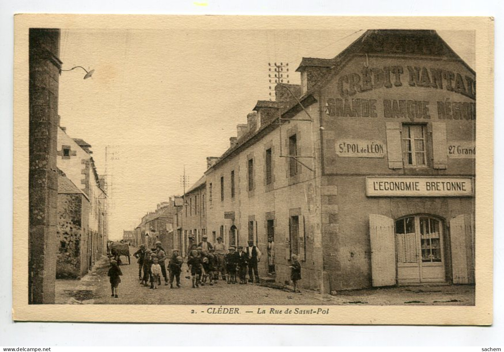 29 CLEDER La Rue De Saint Pol Anim Commerce Epicerie  " L'Economie Bretonne " Publicité " Credit Nantais" 1930  D20 2023 - Cléder