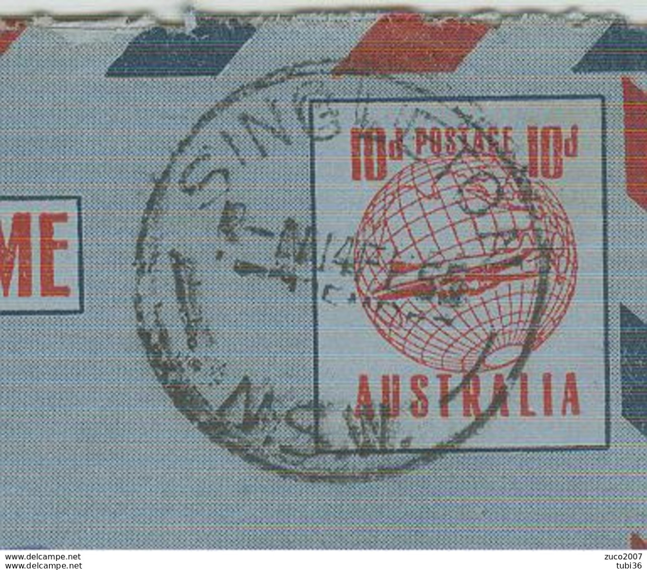 AUSTRALIA-AEROGRAMME- STAMPING SINGLETON, FOR ITALY, 1955, - Aerograms