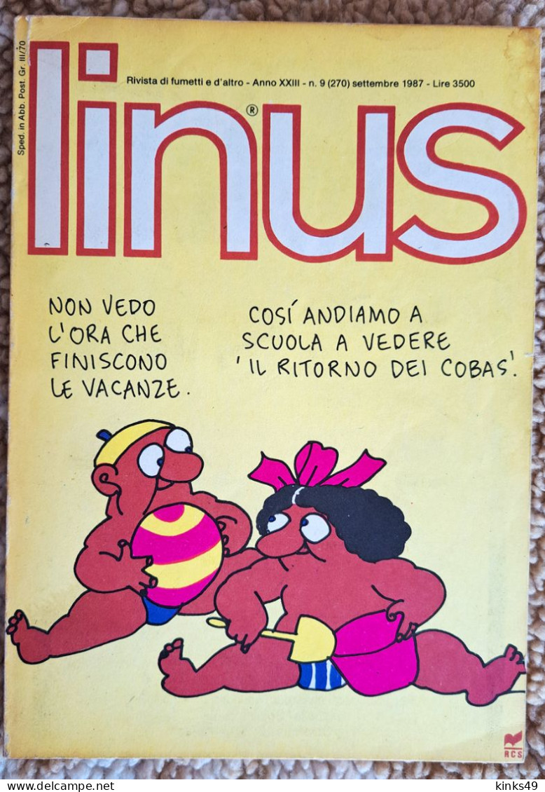 M453> LINUS N° 9 SETTEMBRE 1987 = Vedi Foto Del SOMMARIO Per Gli Argomenti - Eerste Uitgaves