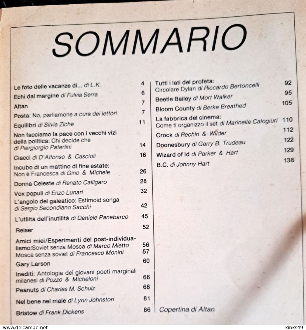 M453> LINUS N° 9 SETTEMBRE 1987 = Vedi Foto Del SOMMARIO Per Gli Argomenti - First Editions