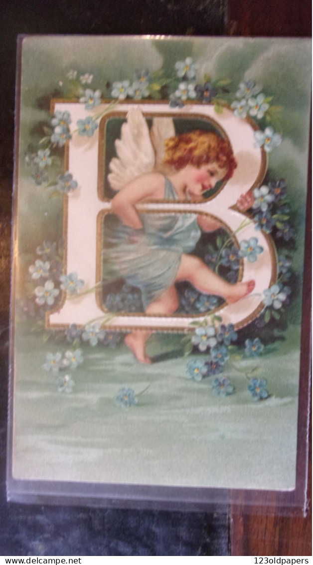 ALPHABET C ANGE ANGEL ANGELOT ENGEL GAUFFREE PRÄGE KARTE EMBOSSED WEIHNACHTEN NOEL CHRISTMAS CHERUBIN - Engelen