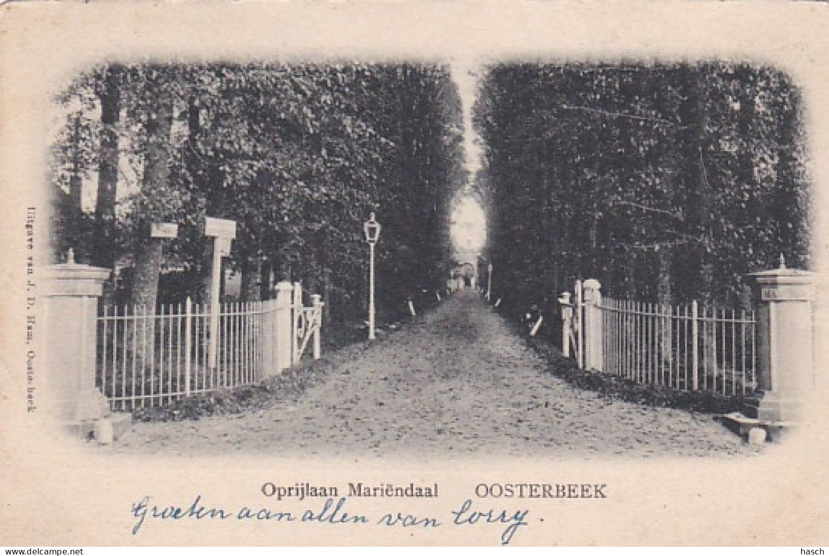 484370Oosterbeek, Oprijlaan Mariëndaal. 1903. (zie Hoeken) - Oosterbeek