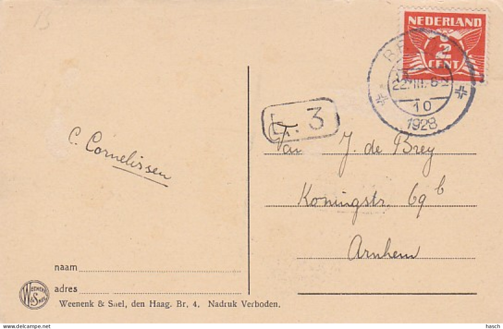 484384Breda, Postkantoor En Vischmarkt. 1928.(kleine Vouwen In De Hoeken) - Breda