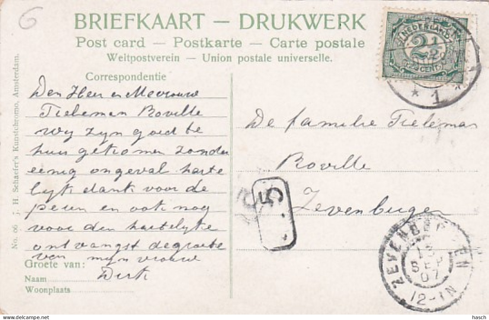 4843194Oosterbeek, Kasteel Mariendal. (poststempel 1907)(linksboven Een Vouw, Zie Kanten) - Oosterbeek