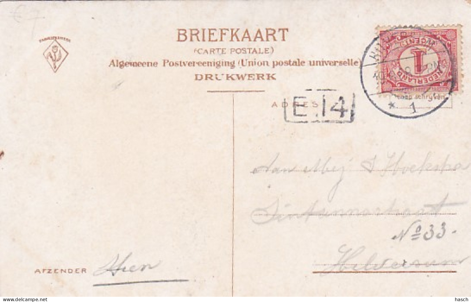 4843328Groete Uit Laren. DAK REPARATIE – RIETDEKKERS. (poststempel 1908) - Laren (NH)