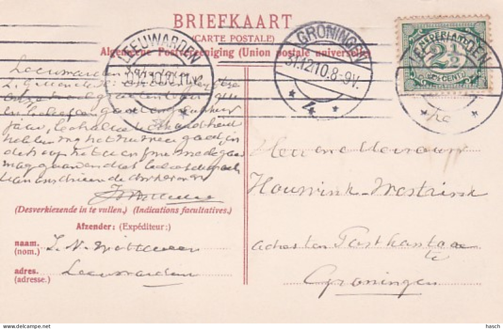4843333Leeuwarden, Standbeeld Van Willem Lodewijk. (poststempel 1910) - Leeuwarden