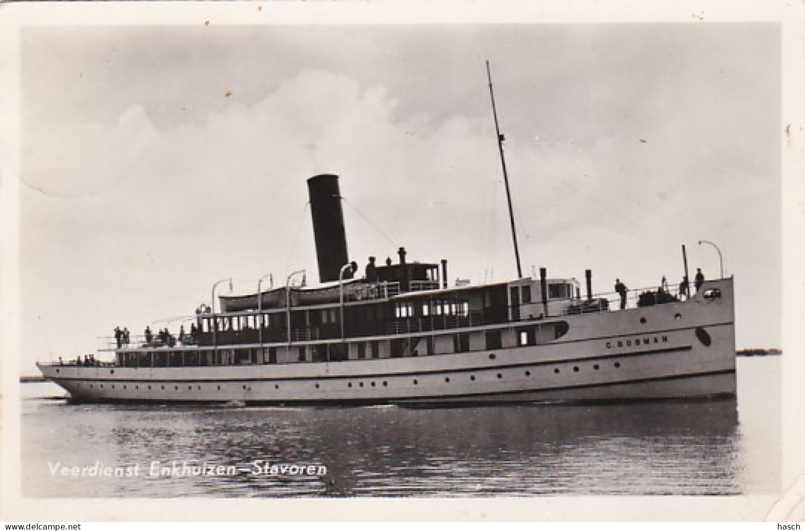 4843479Enkhuizen, Veerdienst Enkhuizen - Stavoren.1956(FOTOKAART)(zie Hoeken, Doordruk Stempel) - Enkhuizen