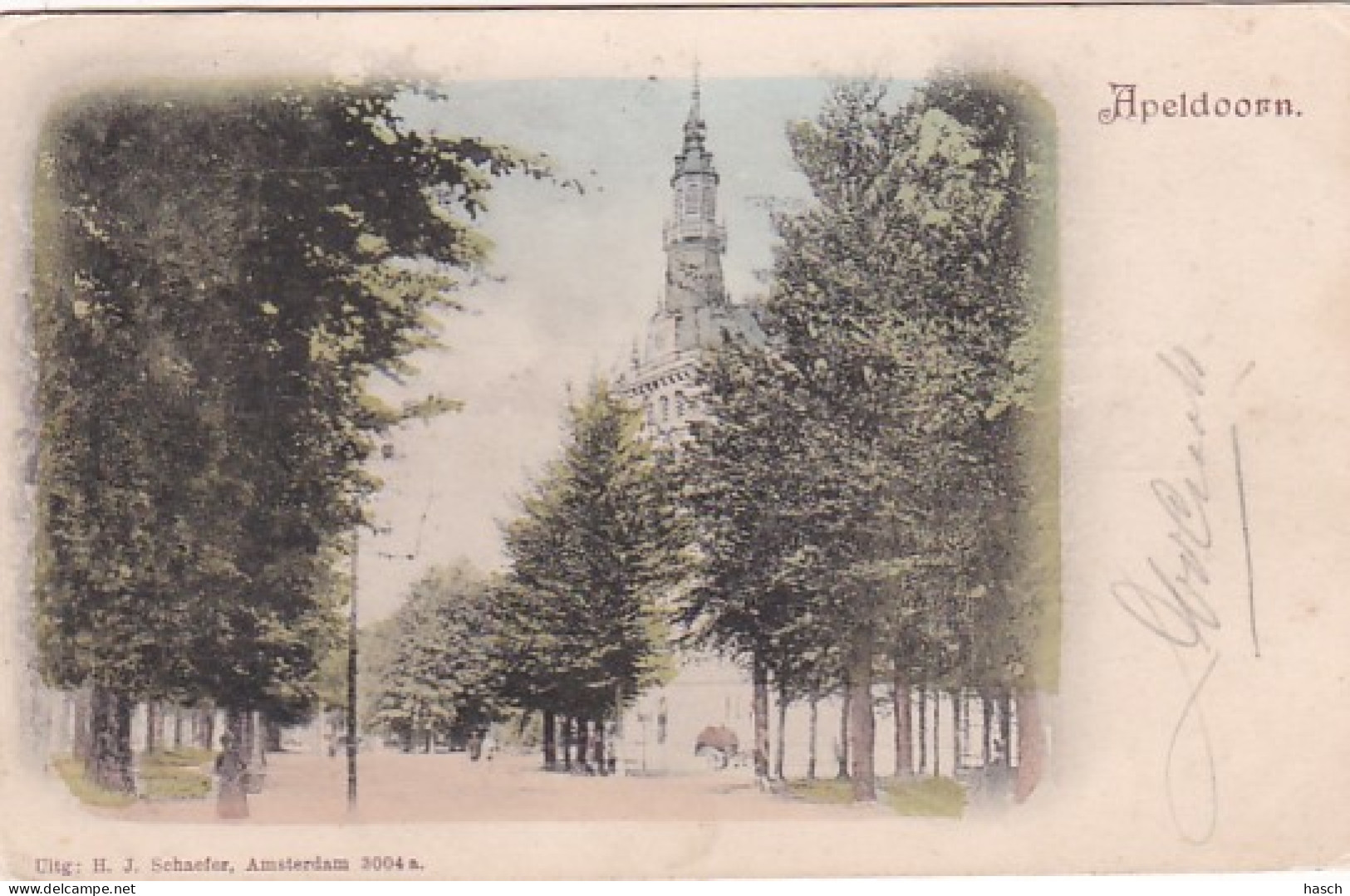 4843572Apeldoorn, Loolaan Met Groote Kerk. (poststempel 1901)(kleine Vouwen In De Hoeken) - Apeldoorn