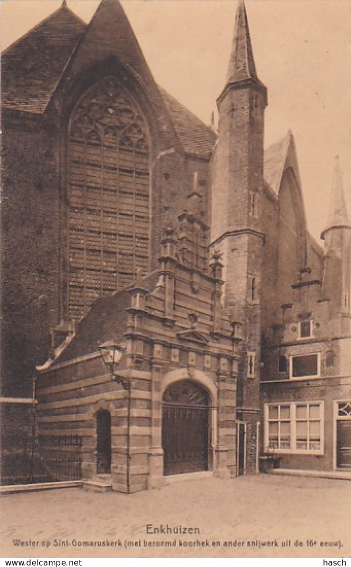 4843708Enkhuizen, Wester Op Sint Gomaruskerk. 1918.  - Enkhuizen