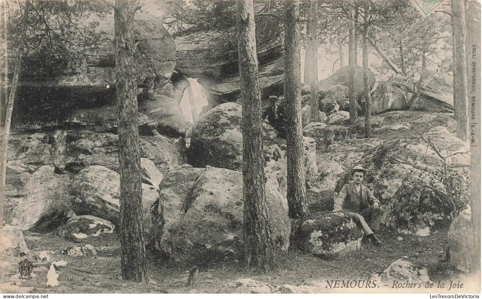 FRANCE - Nemours - Rochers De La Joie - Forêt - Des Hommes Assis Sur Les Rochers - Carte Postale - Nemours