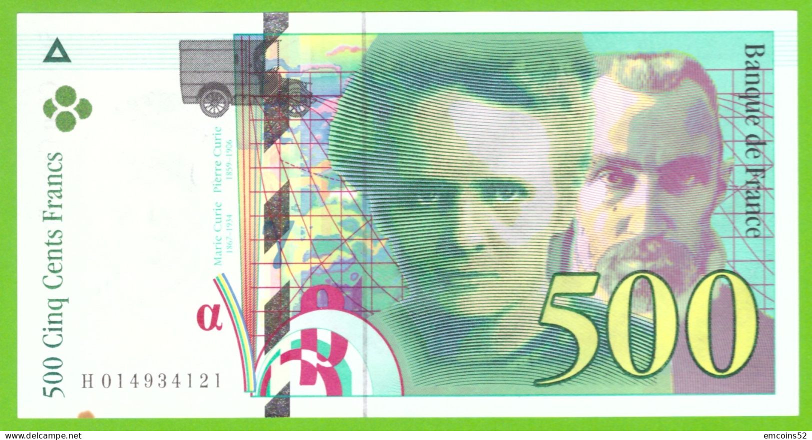 FRANCE 500 FRANCS 1994  P-160a UNC- A SMALL SPOT - 500 F 1994-2000 ''Pierre Et Marie Curie''