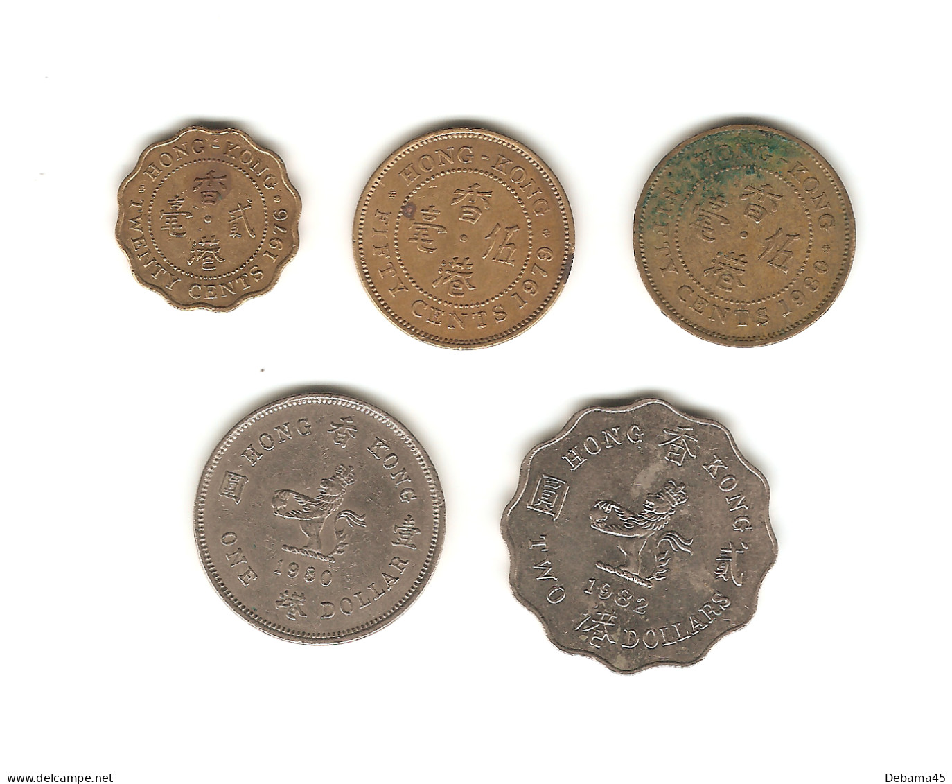 242/ Hong-Kong : 20 Cents 1976 - 50 Cents 1979 Et 1980 - 1 Dollar 1980 - 2 Dollars 1982 - Hongkong