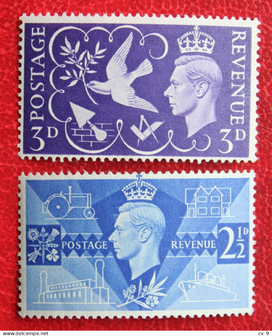 Victory Peace Close WWII Dove Mi 231-232 Yv 235-236 1946 POSTFRIS MNH ** ENGLAND GRANDE-BRETAGNE GB GREAT BRITAIN - Unused Stamps