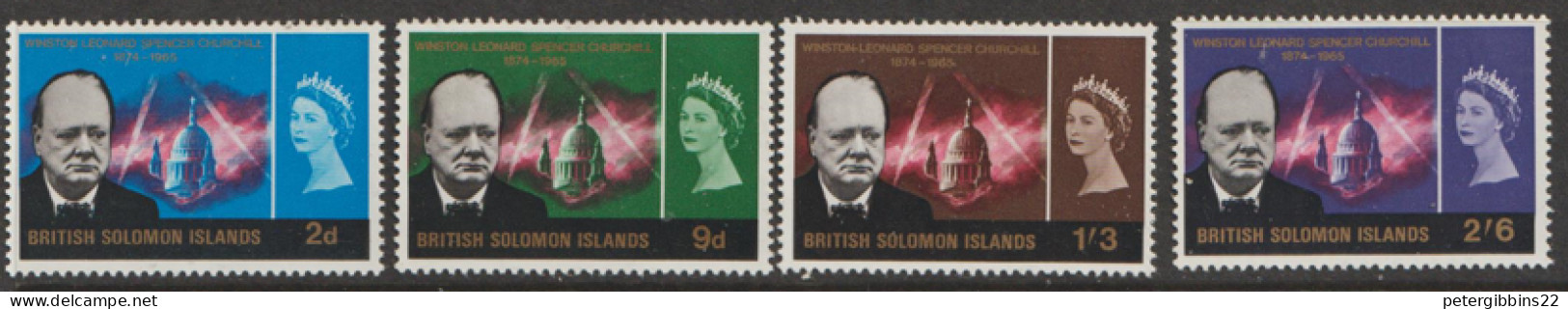 British  Solomon Islands 1966 SG 131-4   Churchill Ligjhtly Mounted Mint - Iles Salomon (...-1978)