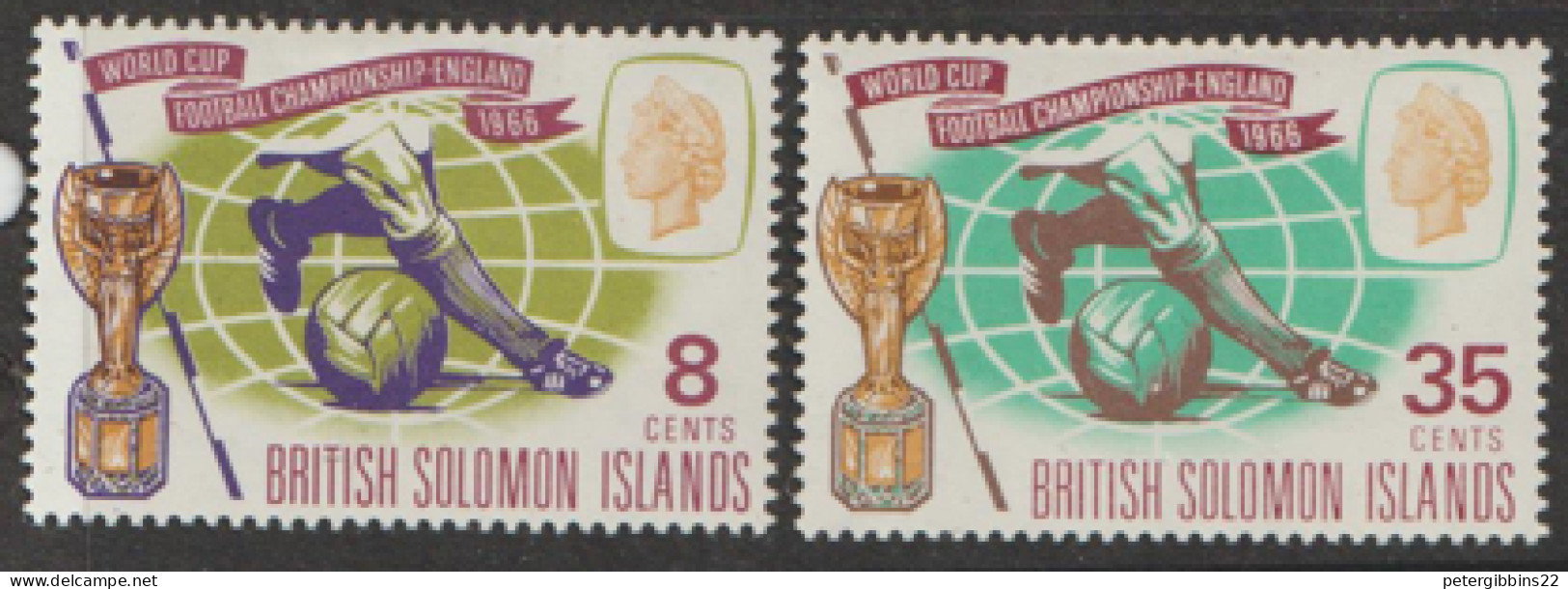 British  Solomon Islands 1966 SG 153-4  World  Cup  Ligjtly Mounted Mint - Salomonseilanden (...-1978)