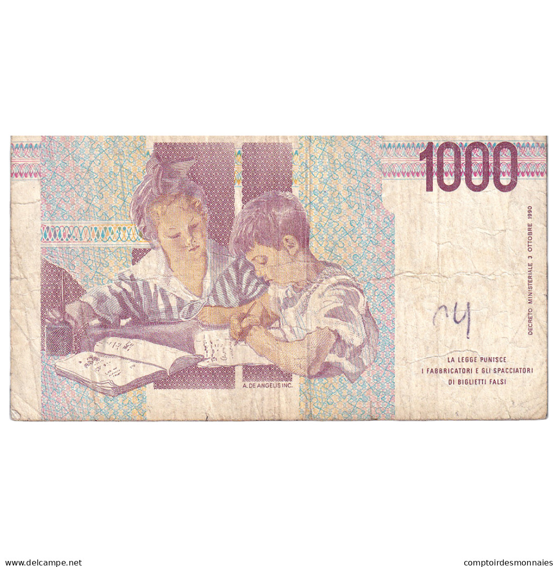 Billet, Italie, 1000 Lire, 1990-1993, KM:114a, B+ - 1000 Liras