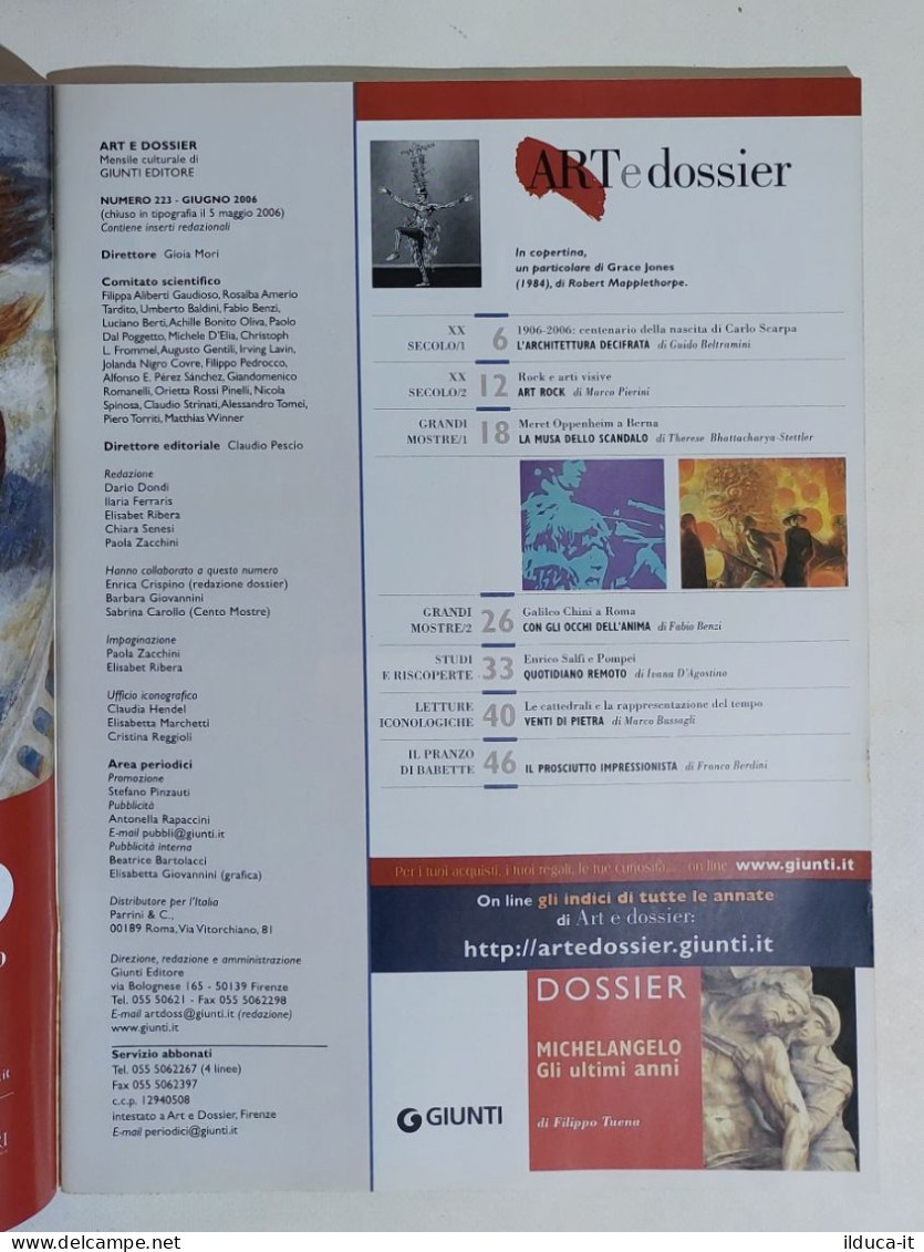 49324 ART E Dossier 2006 N. 223 - Michelangelo / Musica Rock / Carlo Scarpa - Kunst, Design