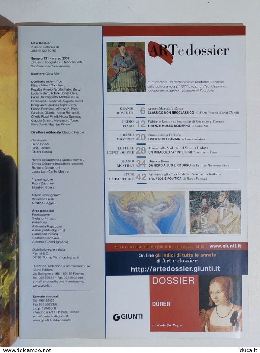 53960 ART E Dossier 2007 N. 231 - Durer / Tiziano A Padova / Cezanne - Art, Design, Décoration