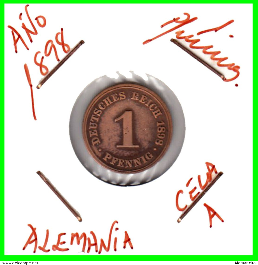 ALEMANIA – GERMANY - IMPERIO MONEDA DE COBRE DIAMETRO 17.5 Mm. DEL AÑO 1898 – CECA-A- KM-1  GOBERNANTE: GUILLERMO I - 1 Pfennig