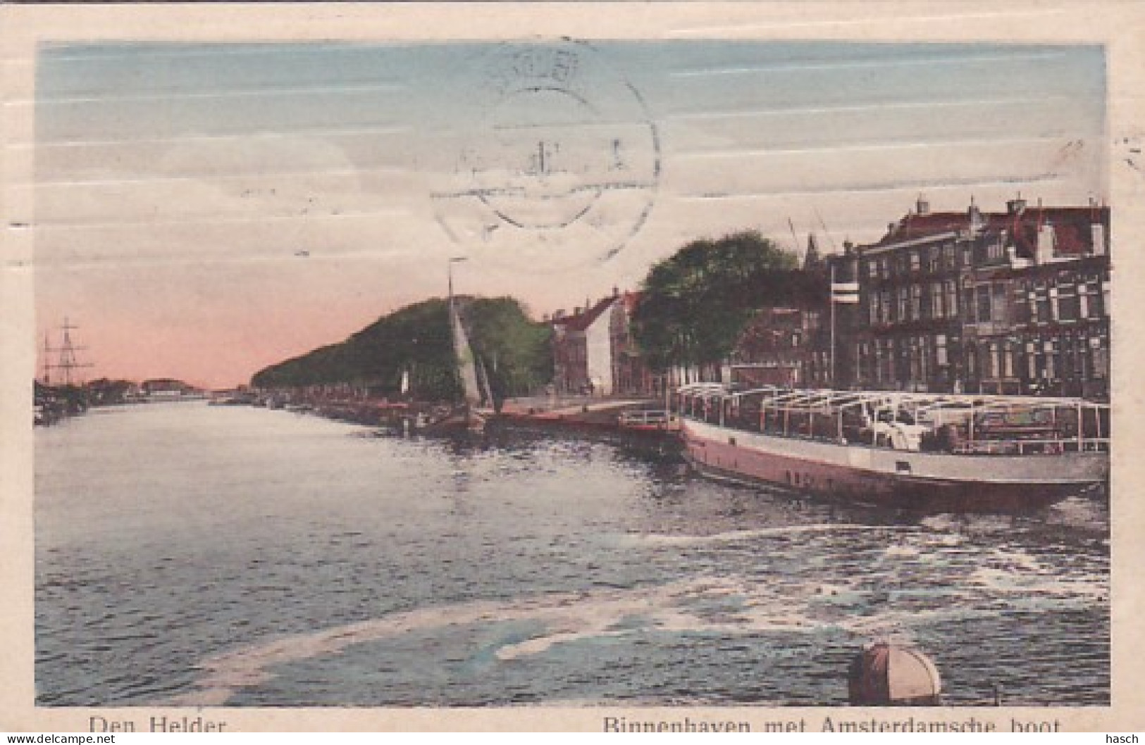 483717Den Helder, Binnenhaven Met Amsterdamsche Boot. 1916.  - Den Helder
