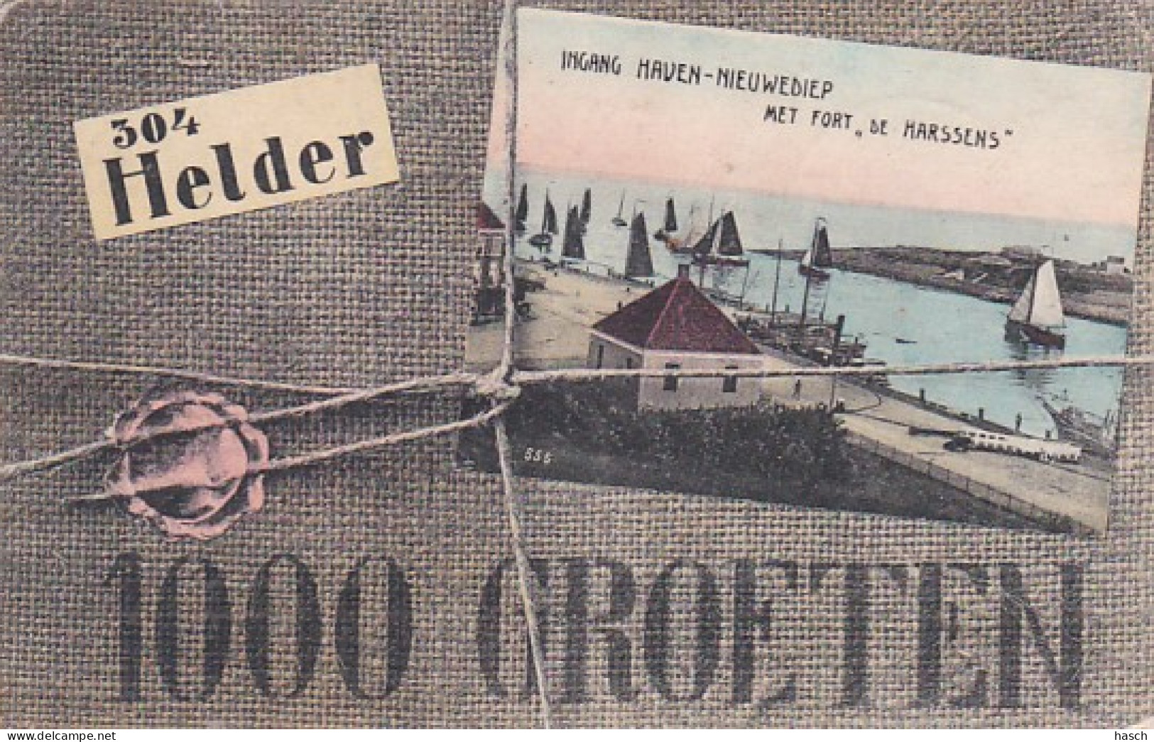 483741Den Helder, Ingang Haven Nieuwediep Met Fort ,,De Harssens’’.1910.( Zie Hoeken, Randen En Achterkant) - Den Helder