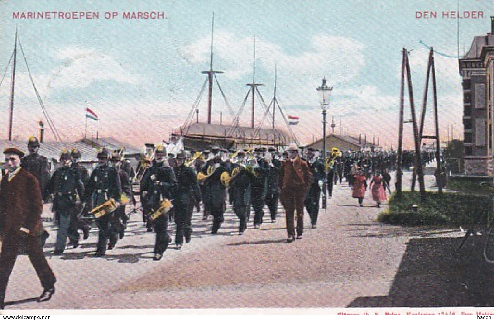 483749Den Helder, Marinetroepen Op Marsch. (poststempel 1906) - Den Helder